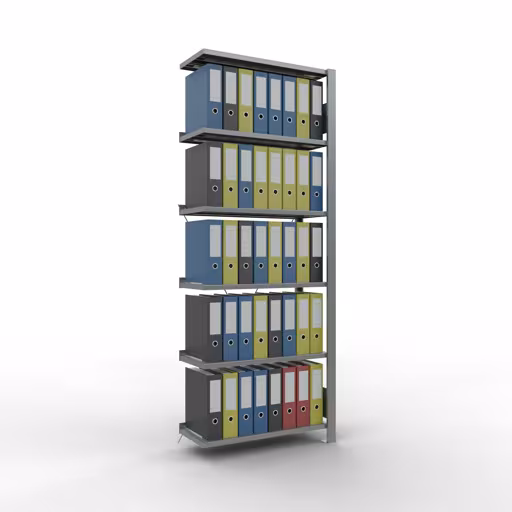 Produktbild Nr 17 des Artikels Anbauregal, Büro-Fachbodenregal Stecksystem MULTIplus85, 2000 x 750 x 300 mm (HxBxT), 6 Fachböden, Kreuzstrebe, verzinkt, mit Anschlagleiste Abbildung Nr 17 des Artikels Anbauregal, Büro-Fachbodenregal Stecksystem MULTIplus85, 2000 x 750 x 300 mm (HxBxT), 6 Fachböden, Kreuzstrebe, verzinkt, mit Anschlagleiste aus der Produktgruppe Büroregale von der Marke Schulte Lagertechnik