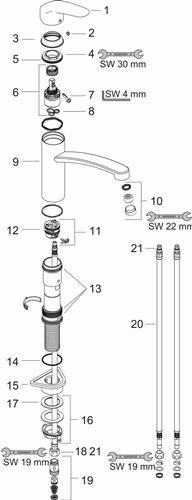 Hansgrohe Einhebel-Küchenmischer FOCUS DN 15 für offene Heißwasserbereiter chrom