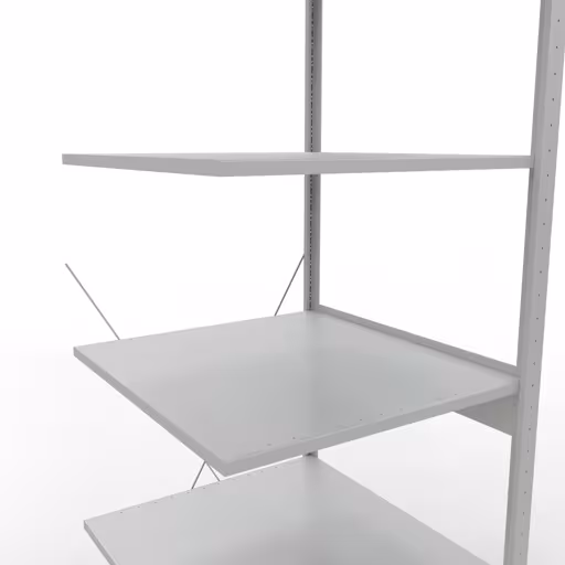 Produktbild Nr.14 des Artikels Anbauregal, Fachbodenregal Stecksystem MULTIplus150, 2500 x 750 x 800 mm (HxBxT), 6 Fachböden, Kreuzstrebe, RAL 7035 lichtgrau aus der Produktreihe Stecksystem von der Marke Schulte Lagertechnik