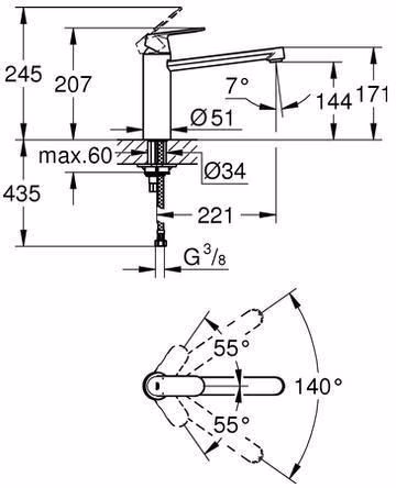 GROHE Einhand-Spültischbatterie Eurosmart C 30193 mittelhoher Auslauf chrom