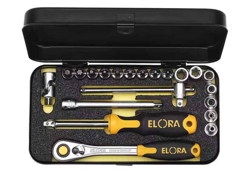 Steckschlüssel-Satz 1/4", TORX®-Sicherheits-Schrauben , 21-teilig 1430-TTXEU von ELORA Steckschlüssel-Satz 1/4", TORX®, ELORA-1430-TXEU/TTXEU aus der Kategorie Steckschlüssel-Sortiment 1/4" mit der Artikelnr. 1430505402000