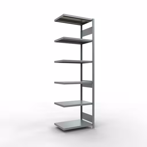 Anbauregal, Fachbodenregal Stecksystem MULTIplus250, 2500 x 750 x 500 mm (HxBxT), 6 Fachböden, Längenriegel, verzinkt aus der Kategorie Anbauregal mit der Artikelnummer 12956-75-LR
