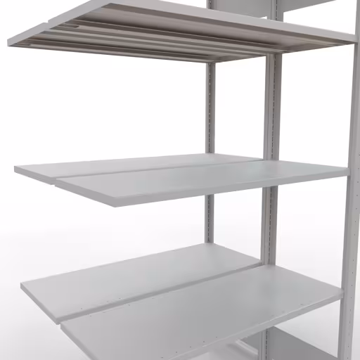 Zusatzbild des Artikels Anbauregal, Doppelregal, Fachbodenregal Stecksystem MULTIplus150, 2000 x 1000 x (2x400) mm (HxBxT), 2x5 Fachböden, Längenriegel, RAL 7035 lichtgrau aus Doppelregale