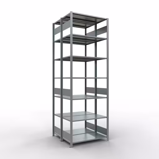 Grundregal, Doppelregal, Fachbodenregal Stecksystem MULTIplus150, 3000 x 1000 x (2x500) mm (HxBxT), 2x7 Fachböden, Längenriegel, verzinkt aus der Kategorie Doppelregale mit der Artikelnummer 17852