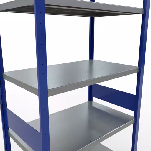 Abbildung Nr 14 des Artikels Grundregal, Fachbodenregal Stecksystem MULTIplus330, 3000 x 1000 x 600 mm (HxBxT), 7 Fachböden, Längenriegel, RAL 5010 enzianblau/verzinkt aus der Produktgruppe Stecksystem von der Marke Schulte Lagertechnik