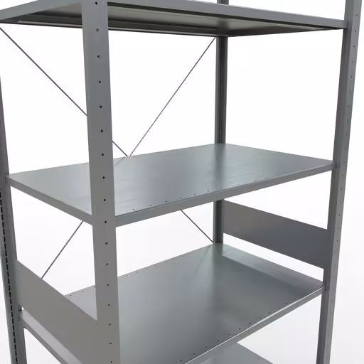 Abbildung Nr 9 des Artikels Grundregal, Fachbodenregal Stecksystem MULTIplus85, 3000 x 1000 x 600 mm (HxBxT), 7 Fachböden, Kreuzstrebe, verzinkt aus der Produktgruppe Stecksystem von der Marke Schulte Lagertechnik