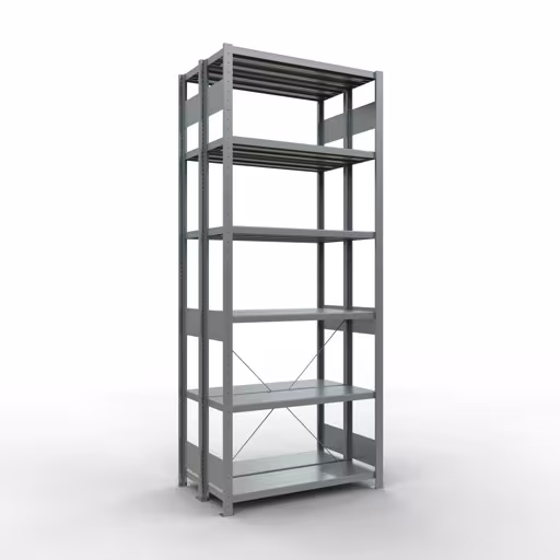 Grundregal, Doppelregal, Fachbodenregal Stecksystem MULTIplus250, 2500 x 1000 x (2x300) mm (HxBxT), 2x6 Fachböden, Kreuzstrebe, verzinkt aus der Kategorie Doppelregale mit der Artikelnummer 14231-G