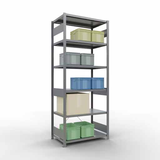 Grundregal, Fachbodenregal Stecksystem MULTIplus330, 2500 x 1000 x 600 mm (HxBxT), 6 Fachböden, Kreuzstrebe, verzinkt von der Marke Schulte Lagertechnik aus der Produktreihe Stecksystem