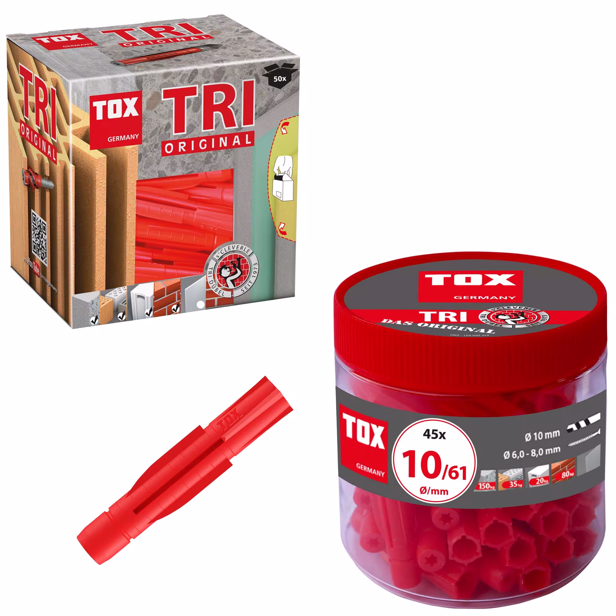 Allzweckdübel Tri 8x51 mm aus der Kategorie Kunststoffdübel & Spreizdübel mit der GTIN 4049563001440 TOX Allzweckdübel Tri von der Marke TOX aus der Kategorie Kunststoffdübel & Spreizdübel