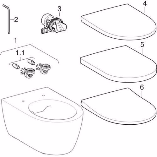 Technische Zeichnung 4065663 Geberit iCon Wand-WC Tiefspüler, Rimfree geschlossene Form, Tiefe: 53cm, weiß