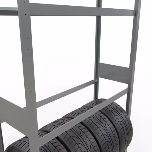 Zusatzbild des Artikels Grundregal, Räder-/Reifenregal, 3500 x 1150 x 400 mm, verzinkt, 5 Lagerebenen á 150 kg Fachlast pro Ebene aus Autoteilelagerung