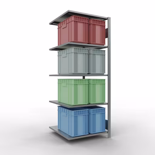 Zusatzbild des Artikels Anbauregal, Fachbodenregal Stecksystem MULTIplus150, 2000 x 750 x 800 mm (HxBxT), 5 Fachböden, Längenriegel, verzinkt aus Anbauregal