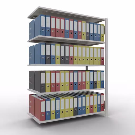 Produktbild Nr 14 des Artikels Anbauregal, Büro-Fachbodenregal Stecksystem MULTIplus150, 1800 x 1300 x 600 mm (HxBxT), 5 Fachböden, Längenriegel, mit Mittelanschlag, lichtgrau Abbildung Nr 14 des Artikels Anbauregal, Büro-Fachbodenregal Stecksystem MULTIplus150, 1800 x 1300 x 600 mm (HxBxT), 5 Fachböden, Längenriegel, mit Mittelanschlag, lichtgrau aus der Produktgruppe Büroregale von der Marke Schulte Lagertechnik