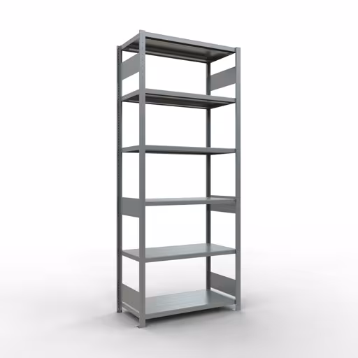 Grundregal, Fachbodenregal Stecksystem MULTIplus330, 2500 x 1000 x 500 mm (HxBxT), 6 Fachböden, Längenriegel, verzinkt aus der Kategorie Grundregal mit der Artikelnummer 13951-LR