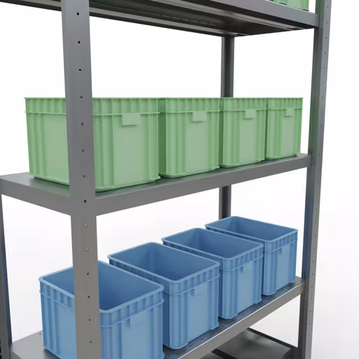 Grundregal, Fachbodenregal Stecksystem MULTIplus330, 2000 x 1000 x 400 mm (HxBxT), 5 Fachböden, Längenriegel, verzinkt von Schulte Lagertechnik aus der Kategorie Stecksystem