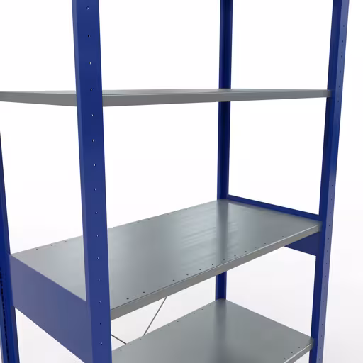 Abbildung Nr 9 des Artikels Grundregal, Fachbodenregal Stecksystem MULTIplus85, 2500 x 1000 x 500 mm (HxBxT), 6 Fachböden, Kreuzstrebe, RAL 5010 enzianblau aus der Produktgruppe Stecksystem von der Marke Schulte Lagertechnik