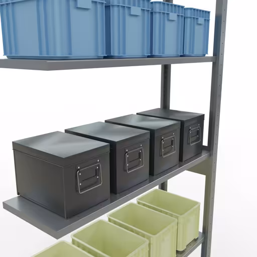 Produktbild Nr 13 des Artikels Anbauregal, Fachbodenregal Stecksystem MULTIplus85, 2500 x 1000 x 300 mm (HxBxT), 6 Fachböden, Längenriegel, verzinkt Abbildung Nr 13 des Artikels Anbauregal, Fachbodenregal Stecksystem MULTIplus85, 2500 x 1000 x 300 mm (HxBxT), 6 Fachböden, Längenriegel, verzinkt aus der Produktgruppe Stecksystem von der Marke Schulte Lagertechnik