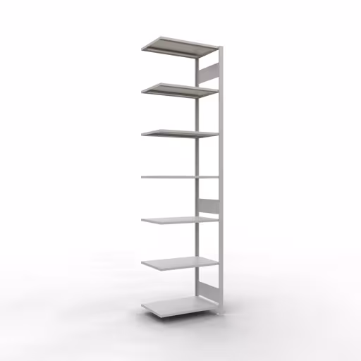 Anbauregal, Fachbodenregal Stecksystem MULTIplus150, 3000 x 750 x 500 mm (HxBxT), 7 Fachböden, Längenriegel, RAL 7035 lichtgrau aus der Kategorie Anbauregal mit der Artikelnummer 32657-75-LR