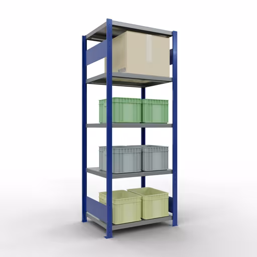 Abbildung Nr 11 des Artikels Grundregal, Fachbodenregal Stecksystem MULTIplus250, 2000 x 750 x 600 mm (HxBxT), 5 Fachböden, Längenriegel, RAL 5010 enzianblau/verzinkt/verzinkt aus der Produktgruppe Stecksystem von der Marke Schulte Lagertechnik