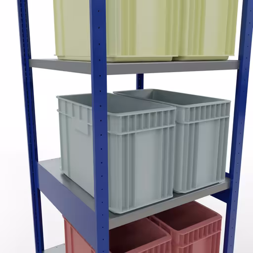 Abbildung Nr 15 des Artikels Grundregal, Fachbodenregal Stecksystem MULTIplus250, 3000 x 750 x 800 mm (HxBxT), 7 Fachböden, Längenriegel, RAL 5010 enzianblau/verzinkt/verzinkt aus der Produktgruppe Stecksystem von der Marke Schulte Lagertechnik