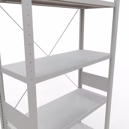 Abbildung Nr 15 des Artikels Grundregal, Fachbodenregal Stecksystem MULTIplus330, 3000 x 1000 x 400 mm (HxBxT), 7 Fachböden, Kreuzstrebe, RAL 7035 lichtgrau aus der Produktgruppe Stecksystem von der Marke Schulte Lagertechnik