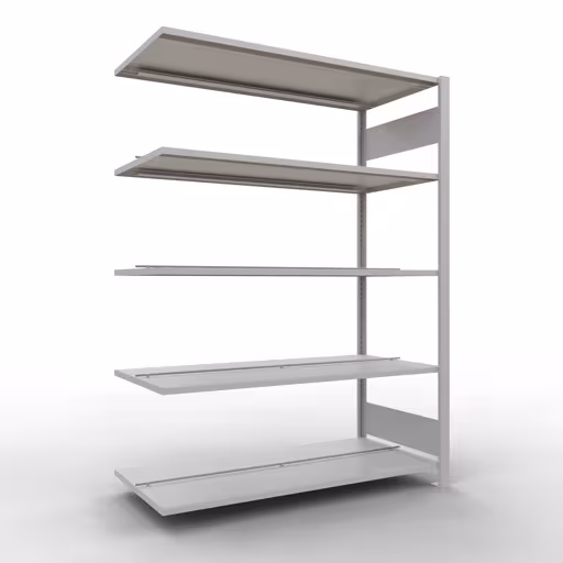 Anbauregal, Büro-Fachbodenregal Stecksystem MULTIplus150, 1800 x 1300 x 600 mm (HxBxT), 5 Fachböden, Längenriegel, mit Mittelanschlag, lichtgrau von der Marke Schulte Lagertechnik Anbauregal, Büro-Fachbodenregal Stecksystem MULTIplus150, 1800 x 1300 x 600 mm (HxBxT), 5 Fachböden, Längenriegel, mit Mittelanschlag, lichtgrau aus der Kategorie Stecksystem mit der Artikelnummer 36041