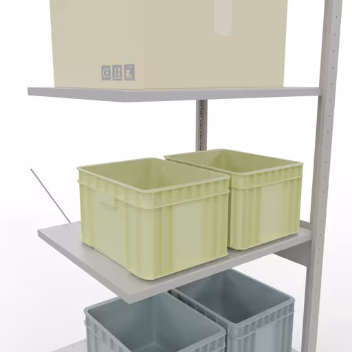 Anbauregal, Fachbodenregal Stecksystem MULTIplus150, 2500 x 750 x 600 mm (HxBxT), 6 Fachböden, Kreuzstrebe, RAL 7035 lichtgrau von Schulte Lagertechnik mit der Artikelnr. 32666-75