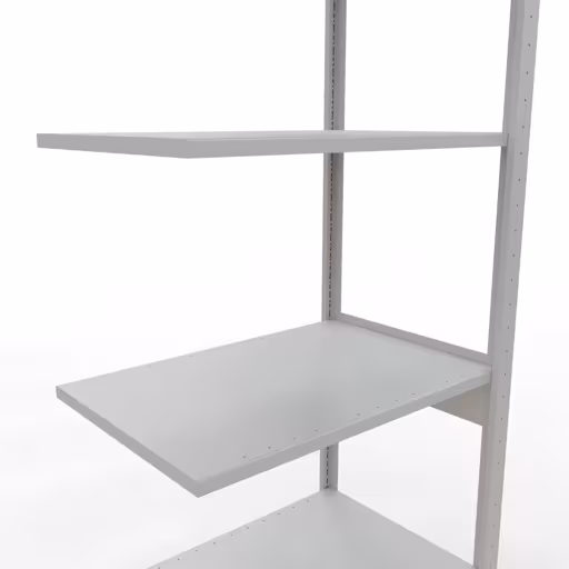 Anbauregal, Fachbodenregal Stecksystem MULTIplus150, 2500 x 750 x 500 mm (HxBxT), 6 Fachböden, Längenriegel, RAL 7035 lichtgrau von der Marke Schulte Lagertechnik aus der Produktreihe Stecksystem