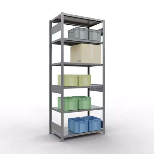 Produktbild Nr 14 des Artikels Grundregal, Fachbodenregal Stecksystem MULTIplus250, 2500 x 1000 x 600 mm (HxBxT), 6 Fachböden, Längenriegel, verzinkt Abbildung Nr 14 des Artikels Grundregal, Fachbodenregal Stecksystem MULTIplus250, 2500 x 1000 x 600 mm (HxBxT), 6 Fachböden, Längenriegel, verzinkt aus der Produktgruppe Stecksystem von der Marke Schulte Lagertechnik