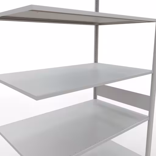 Produktbild Nr.13 des Artikels Anbauregal, Fachbodenregal Stecksystem MULTIplus150, 3000 x 1300 x 800 mm (HxBxT), 7 Fachböden, Längenriegel, RAL 7035 lichtgrau aus der Produktreihe Stecksystem von der Marke Schulte Lagertechnik