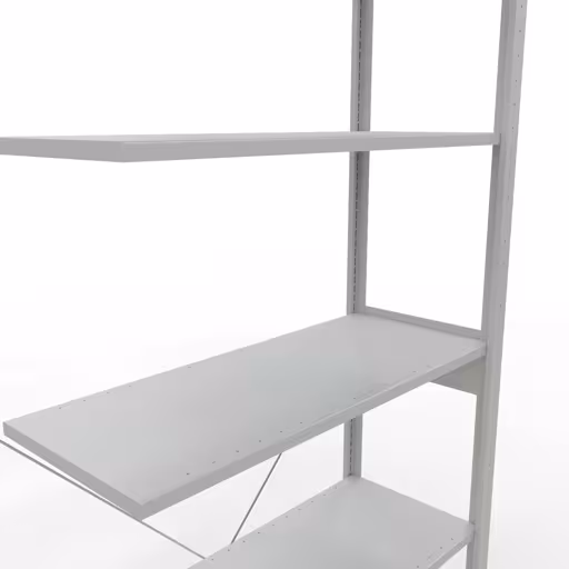 Abbildung Nr 8 des Artikels Anbauregal, Fachbodenregal Stecksystem MULTIplus85, 2500 x 1000 x 400 mm (HxBxT), 6 Fachböden, Kreuzstrebe, RAL 7035 lichtgrau aus der Produktgruppe Stecksystem von der Marke Schulte Lagertechnik