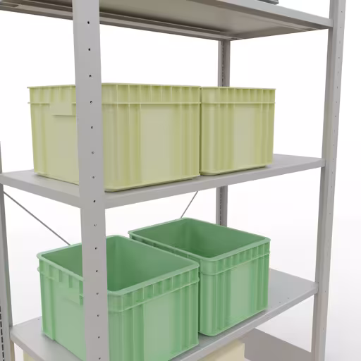 Grundregal, Fachbodenregal Stecksystem MULTIplus150, 2000 x 1000 x 500 mm (HxBxT), 5 Fachböden, Kreuzstrebe, RAL 7035 lichtgrau von Schulte Lagertechnik aus der Kategorie Stecksystem