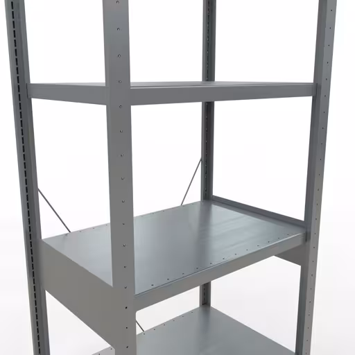 Grundregal, Fachbodenregal Stecksystem MULTIplus250, 2500 x 750 x 500 mm (HxBxT), 6 Fachböden, Kreuzstrebe, verzinkt von Schulte Lagertechnik aus der Kategorie Stecksystem