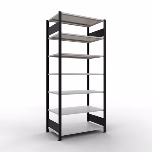 Grundregal, Büro-Fachbodenregal Stecksystem MULTIplus150, 2300 x 1000 x 600 mm (HxBxT), 7 Fachböden, Längenriegel, ohne Mittelanschlag, schwarz/lichtgrau von der Marke Schulte Lagertechnik Grundregal, Büro-Fachbodenregal Stecksystem MULTIplus150, 2300 x 1000 x 600 mm (HxBxT), 7 Fachböden, Längenriegel, ohne Mittelanschlag, schwarz/lichtgrau aus der Kategorie Stecksystem mit der Artikelnummer 36067-S