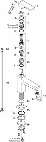 Hansgrohe Einhebel-Waschtischmischer METROPOL 110 mit Push-Open Ablaufgarnitur G 1 1/4 Zoll chrom