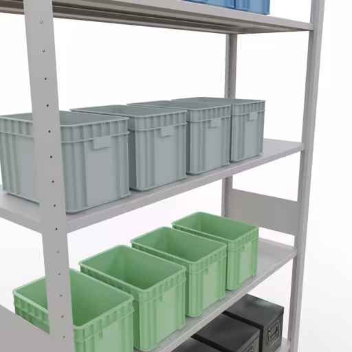 Grundregal, Fachbodenregal Stecksystem MULTIplus150, 3000 x 1300 x 400 mm (HxBxT), 7 Fachböden, Längenriegel, RAL 7035 lichtgrau von der Marke Schulte Lagertechnik aus der Produktreihe Stecksystem