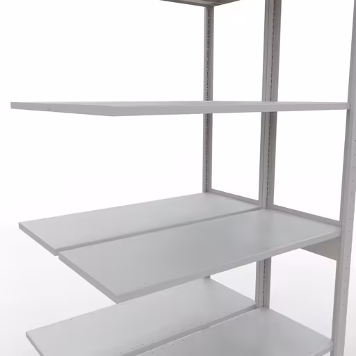 Zusatzbild des Artikels Anbauregal, Doppelregal, Fachbodenregal Stecksystem MULTIplus150, 2500 x 1000 x (2x400) mm (HxBxT), 2x6 Fachböden, Längenriegel, RAL 7035 lichtgrau aus Doppelregale