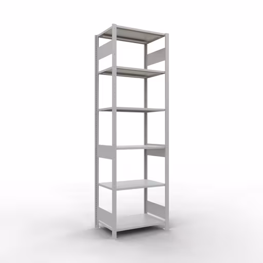 Grundregal, Fachbodenregal Stecksystem MULTIplus150, 2500 x 750 x 500 mm (HxBxT), 6 Fachböden, Längenriegel, RAL 7035 lichtgrau aus der Kategorie Grundregal mit der Artikelnummer 32651-75-LR
