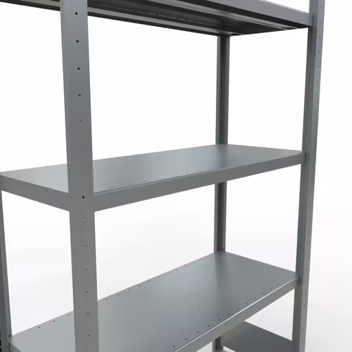 Grundregal, Fachbodenregal Stecksystem MULTIplus330, 2000 x 1000 x 400 mm (HxBxT), 5 Fachböden, Längenriegel, verzinkt von Schulte Lagertechnik mit der Artikelnr. 13940-LR