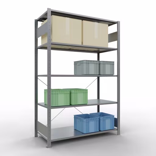 Zusatzbild des Artikels Stecksystem Grundregal 2000x1300x600 mm, Typ 150 kg, verzinkt Zusatzbild des Artikels Stecksystem Grundregal 2000x1300x600 mm, Typ 150 kg, verzinkt aus Grundregal