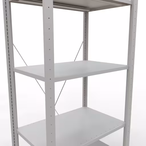 Produktbild Nr.7 des Artikels Grundregal, Fachbodenregal Stecksystem MULTIplus150, 2000 x 750 x 500 mm (HxBxT), 5 Fachböden, Kreuzstrebe, RAL 7035 lichtgrau aus der Produktreihe Stecksystem von der Marke Schulte Lagertechnik