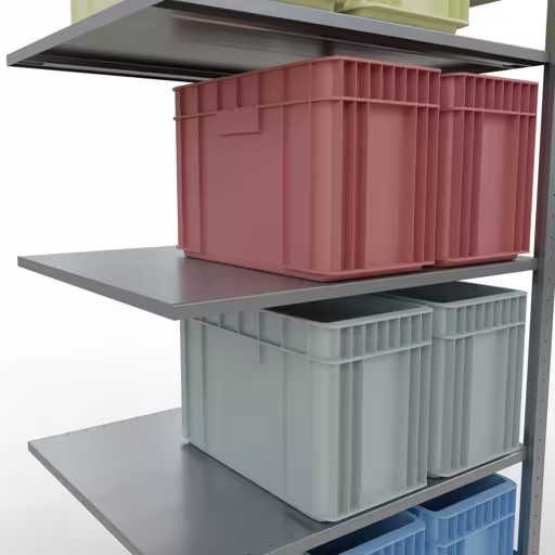 Produktbild Nr.14 des Artikels Anbauregal, Fachbodenregal Stecksystem MULTIplus150, 2000 x 1000 x 800 mm (HxBxT), 5 Fachböden, Längenriegel, verzinkt aus der Produktreihe Stecksystem von der Marke Schulte Lagertechnik
