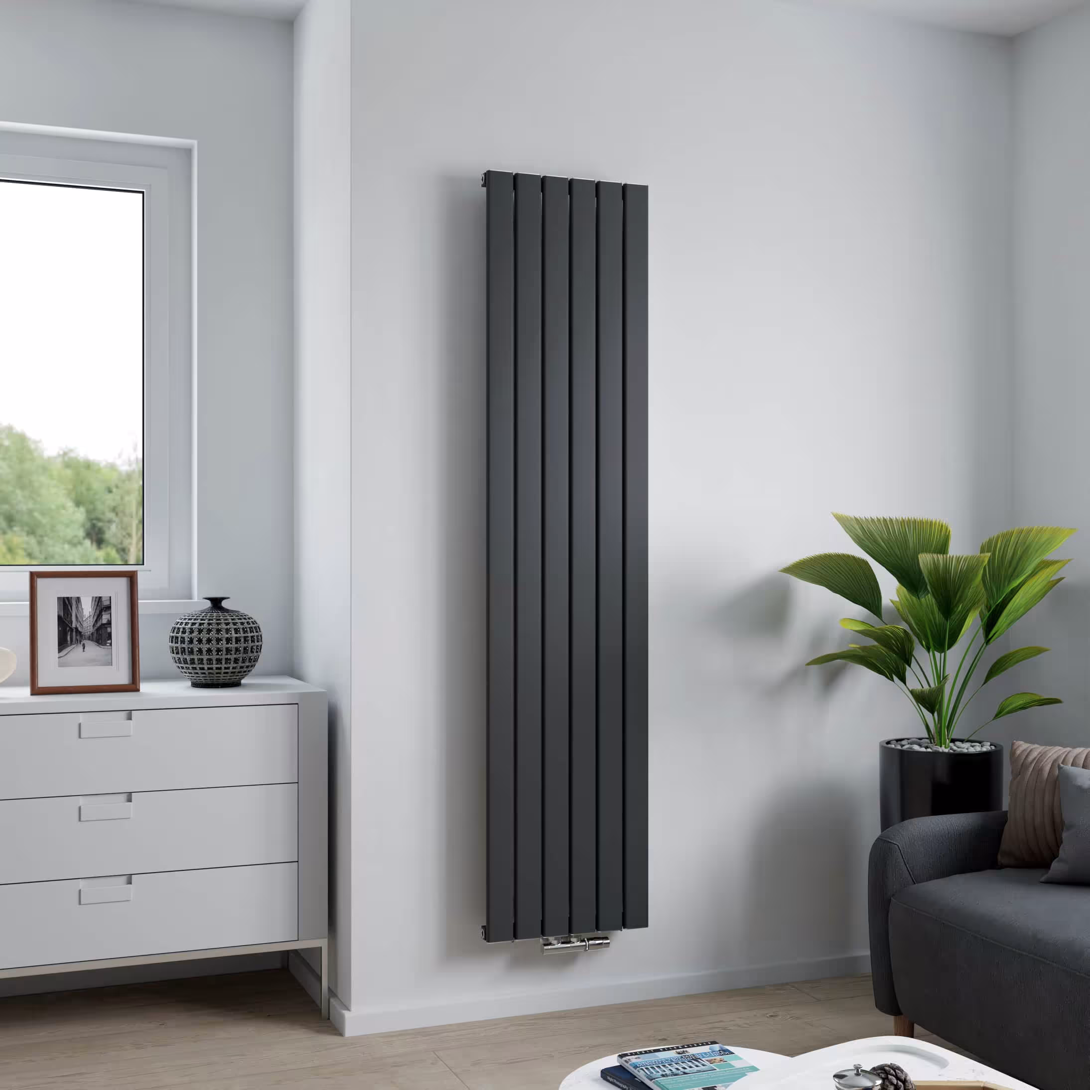 Ximax Aluminiumheizkörper Levis Mittenanschluss Anthrazit Struktur Typ Größe: 1800x415 mm aus der Kategorie Aluminium-Heizkörper mit der Artikelnr. 11527