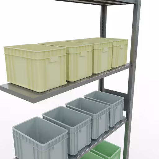 Produktbild Nr.7 des Artikels Anbauregal, Fachbodenregal Stecksystem MULTIplus150, 3000 x 1000 x 300 mm (HxBxT), 7 Fachböden, Längenriegel, verzinkt aus der Produktreihe Stecksystem von der Marke Schulte Lagertechnik