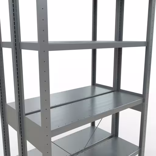 Grundregal, Doppelregal, Fachbodenregal Stecksystem MULTIplus250, 2500 x 1000 x (2x300) mm (HxBxT), 2x6 Fachböden, Kreuzstrebe, verzinkt von Schulte Lagertechnik mit der Artikelnr. 14231-G