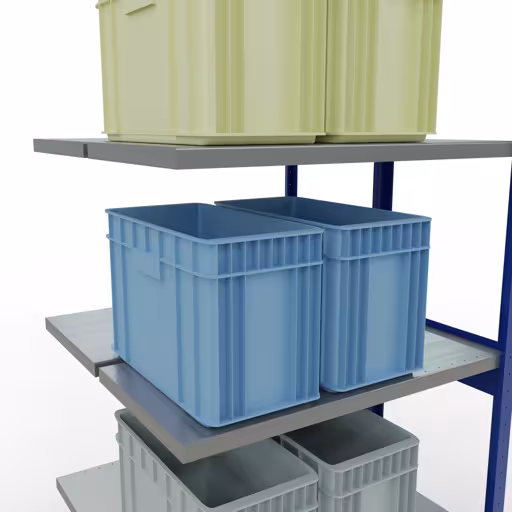 Anbauregal, Doppelregal, Fachbodenregal Stecksystem MULTIplus250, 3000 x 1000 x (2x500) mm (HxBxT), 2x7 Fachböden, Längenriegel, RAL 5010 enzianblau von Schulte Lagertechnik aus der Kategorie Fachbodenregale