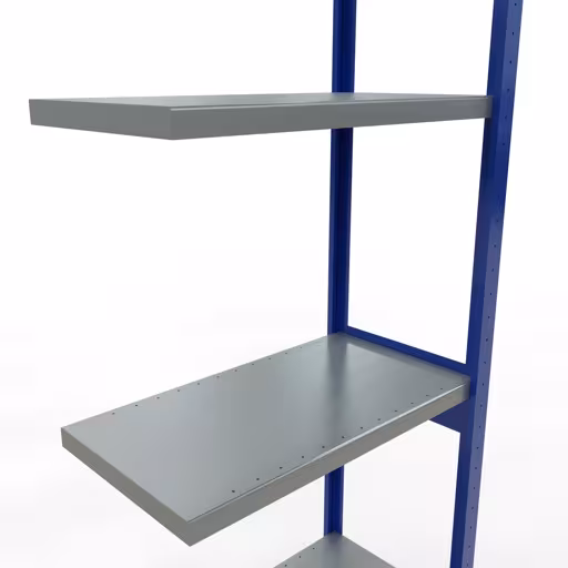 Anbauregal, Fachbodenregal Stecksystem MULTIplus250, 3000 x 750 x 400 mm (HxBxT), 7 Fachböden, Längenriegel, RAL 5010 enzianblau/verzinkt/verzinkt von Schulte Lagertechnik aus der Kategorie Stecksystem