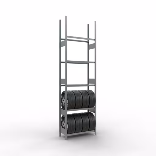 Abbildung Nr 8 des Artikels Grundregal, Räder-/Reifenregal, 3500 x 1000 x 400 mm, verzinkt, 5 Lagerebenen á 150 kg Fachlast pro Ebene aus der Produktgruppe Fachbodenregale von der Marke Schulte Lagertechnik
