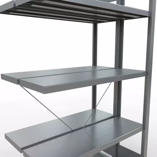 Anbauregal, Doppelregal, Fachbodenregal Stecksystem MULTIplus250, 2000 x 1000 x (2x300) mm (HxBxT), 2x5 Fachböden, Kreuzstrebe, verzinkt von Schulte Lagertechnik aus der Kategorie Fachbodenregale
