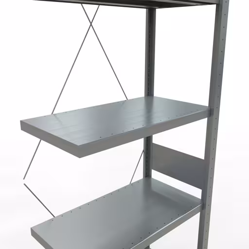 Produktbild Nr 15 des Artikels Anbauregal, Fachbodenregal Stecksystem MULTIplus250, 3000 x 750 x 400 mm (HxBxT), 7 Fachböden, Kreuzstrebe, verzinkt Abbildung Nr 15 des Artikels Anbauregal, Fachbodenregal Stecksystem MULTIplus250, 3000 x 750 x 400 mm (HxBxT), 7 Fachböden, Kreuzstrebe, verzinkt aus der Produktgruppe Stecksystem von der Marke Schulte Lagertechnik